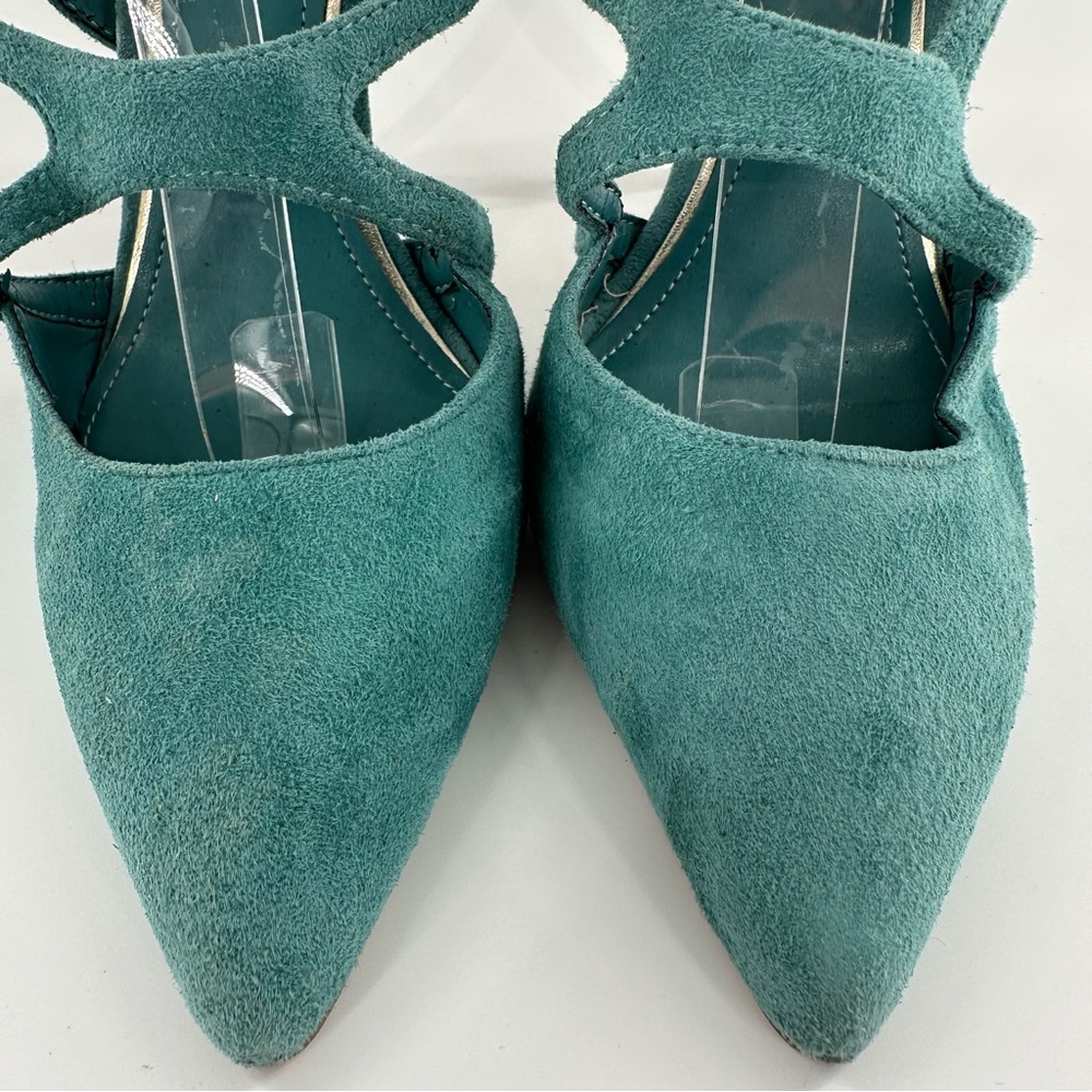 White House black market womens heels size 7.5 blue suede pointy toe stilettos - Picture 6 of 13
